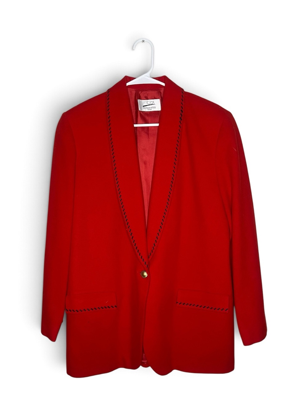 Vintage Mr Jax Red Single-Button Power Blazer
